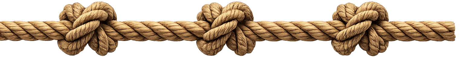 Illustration of a rope with three knots representing tool, channel, and context sprawl